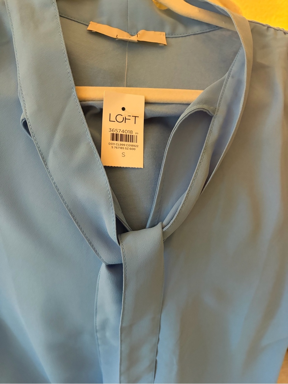 LOFT Sky Blue Tie-Neck Blouse